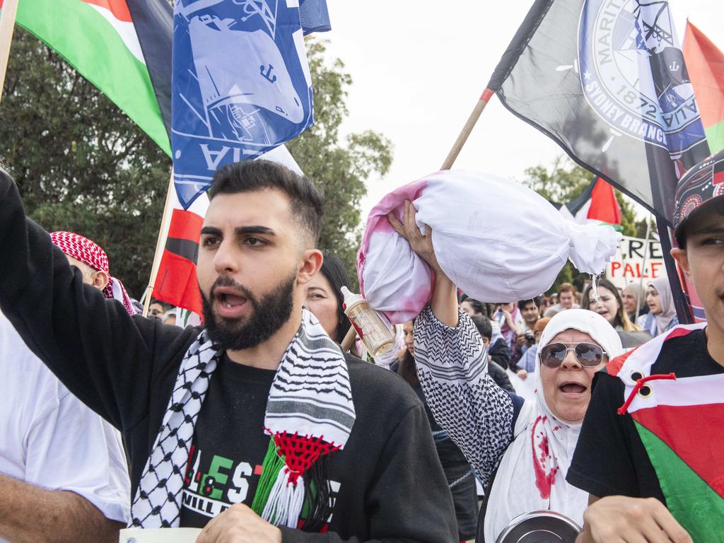 NSW Police reported no issues at the Sydney protest on Saturday. Picture: NewsWire / Jeremy Piper