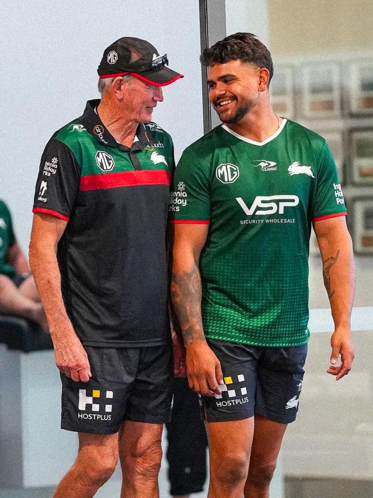 South Sydney coach Wayne Bennett and Latrell Mitchell. Pic: Instagram