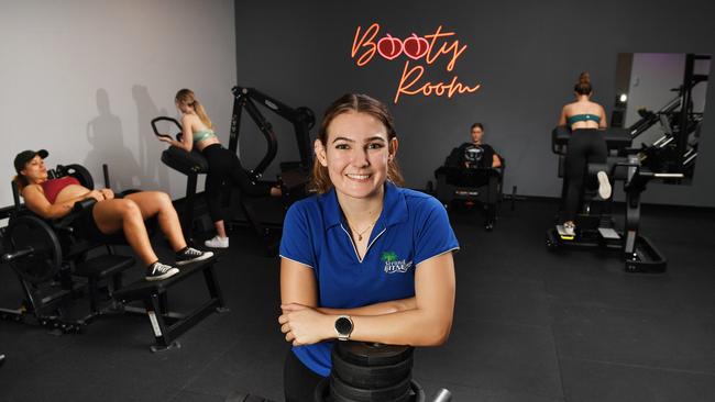 Georgia Badoino, Strand Fitness Marketing Coordinator in the Booty Room featuring the Booty Builder machines. Picture: Shae Beplate.