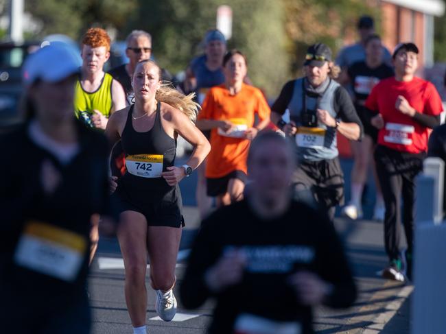 Runners and walkers on Sandy Bay road for the City to Casino on Sunday 18th May 2025. Picture: Linda Higginson