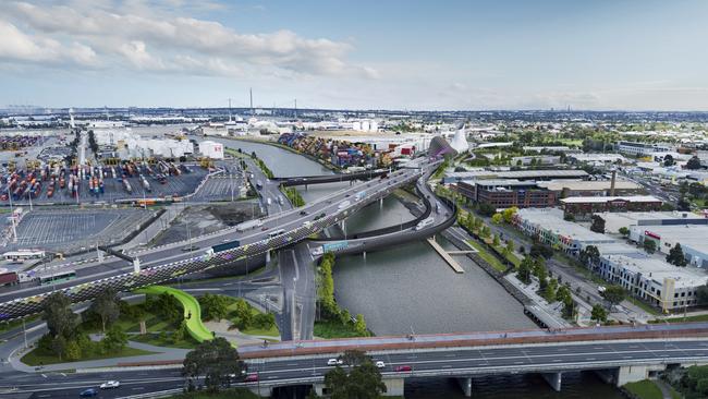 Artist Impression of the Second River Crossing of the West Gate Tunnel Project.