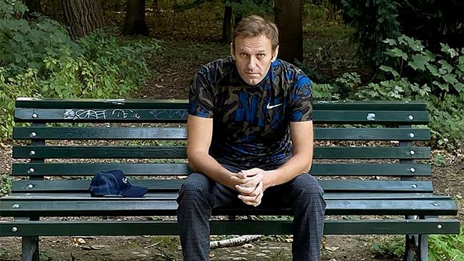 Russian opposition leader Alexei Navalny on a bench in Berlin. Picture: Instagram.