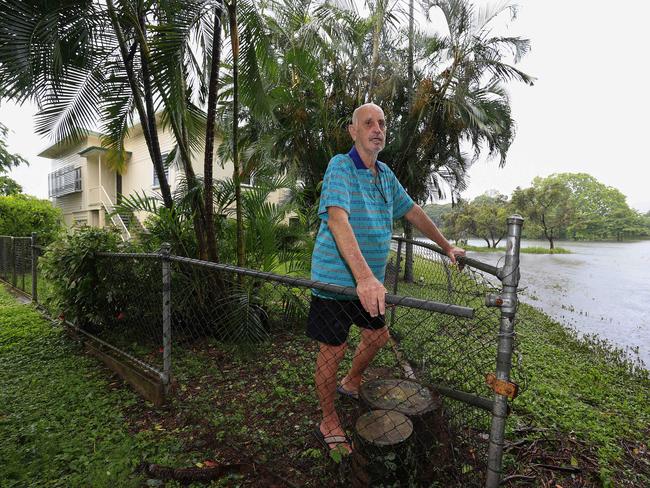 Brian Murphy watches the river rises very closely at Pimlico as Townsville residents endure another day of heavy rain and threats of catastrophic flooding. Pics Adam Head