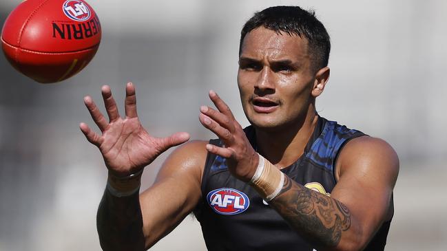 NCA. MELBOURNE, AUSTRALIA. 5th March, 2025 . Western Bulldogs training at Whitten Oval .   Bulldog Jamarra Ugle-Hagan during todays session   .  Picture: Michael Klein