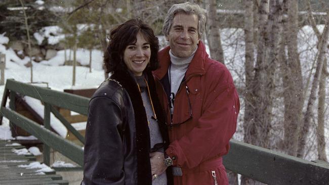 Epstein appears to be patting Maxwell’s tummy while both smile at the camera. Picture: AFP/US District Court for the Southern District of New York