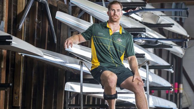 Ben Gibson at Sydney Rowing Club in the inner west. Pic: AAP/Matthew Vasilescu.