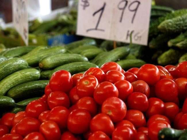 MELBOURNE, AUSTRALIA - NewsWire Photos MARCH 9 2021: Fruit and vegetables stalls at Queen Victoria Market on Tuesday morning. A report last week predicted a 30 per cent rise in Australian fruit and vegetables due to severe labor shortages.Picture: NCA NewsWire / David Geraghty