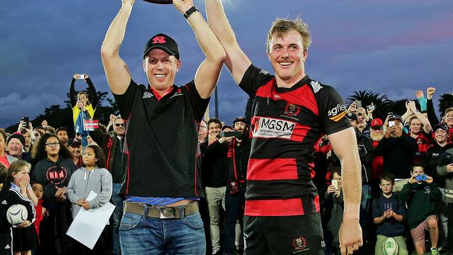 Northern Suburbs coach Simon Cron and captain Will Miller. Picture: Troy Snook