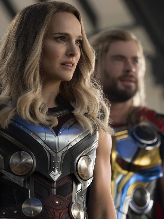 Portman plays love interest Jane Foster, alongside Chris Hemsworth. Picture: Marvel Studios 2022