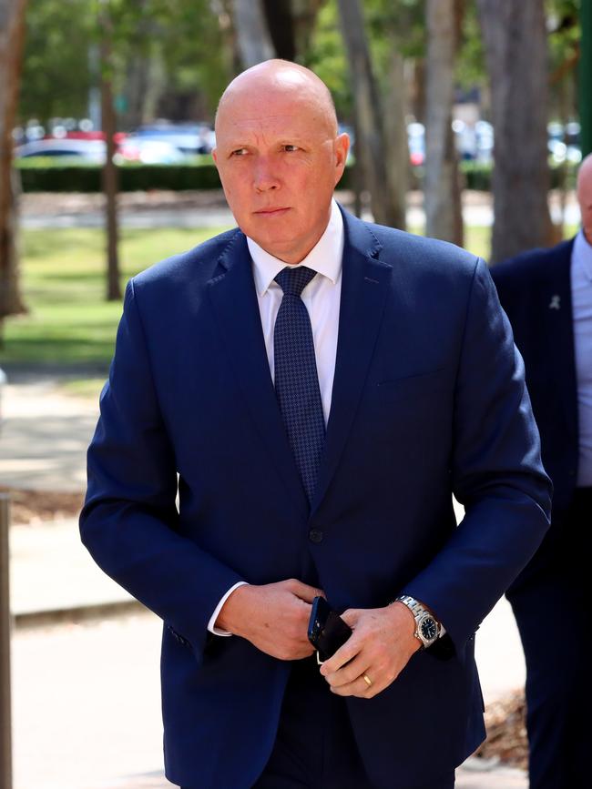 Opposition Leader Peter Dutton arrives. Picture: David Clark