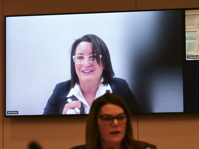 CANBERRA, Australia - NewsWire Photos - June 28, 2024: Meta's director of public policy in Australia, Mia Garlick appears before the Social Media Committee at Parliament House in Canberra. Picture: NewsWire / Martin Ollman