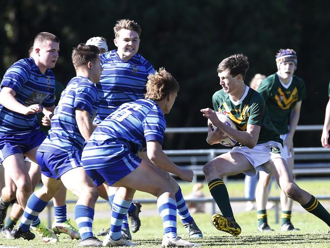 SCHOOLBOYS CUP - Farrer (in green) v Patrician Brothers(in blue). Picture: John Appleyard