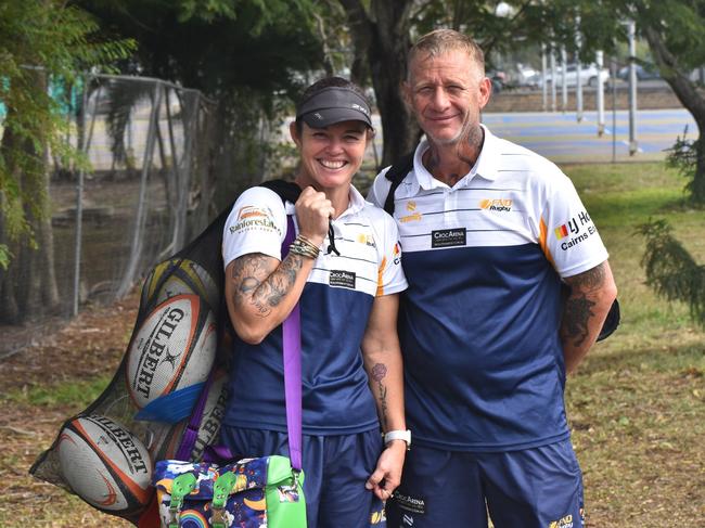 Far North Queensland under-14 boys manager and coach Kerry and Graham Anderson at the Queensland Country Rugby Championships in Rockhampton on June 29, 2024.