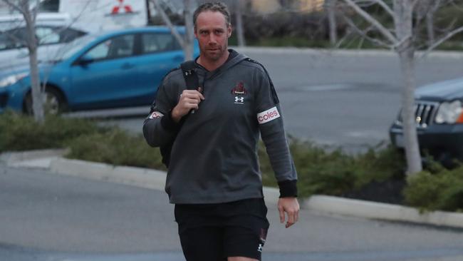 Ben Rutten arrives at Essendon HQ for training. Picture: David Crosling