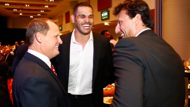 Walters, Inglis and Daley share a joke before Origin hostilities begin.