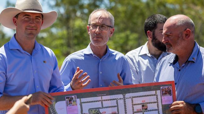 The Parks development director Andrew Bartington (centre) on site on Wednesday. Picture: Pema Tamang Pakhrin