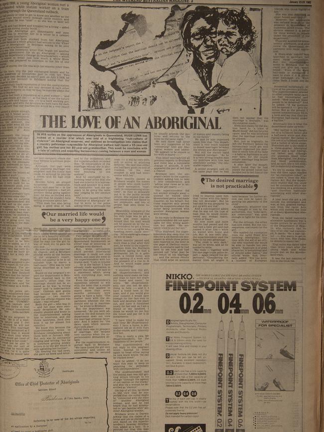 The Weekend Australian, ‘The Love of an Aboriginal’ by Hugh Lunn, in the January 23-24, 1982 edition of The Australian.