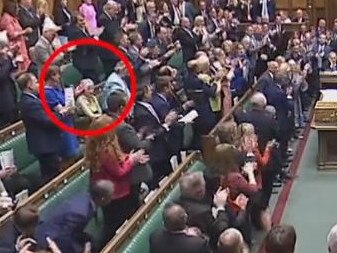 Former UK PM Theresa May refused to clap for Boris Johnson. Credit: ITV News