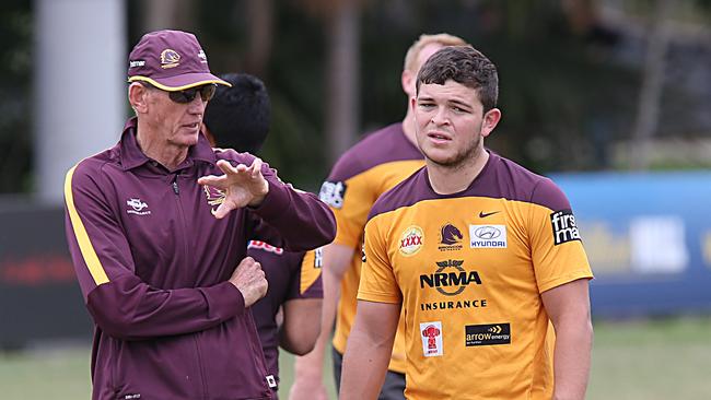 Whayne Bennett and New Bronco Ashley Taylor training at Red Hill. Pic Annette Dew