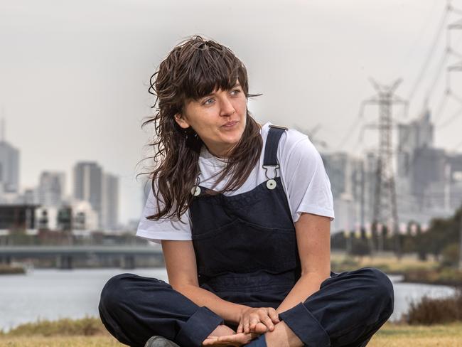 Courtney Barnett at the new Laneway Festival  site in Footscray. Courtney is headlining. Picture: Jason Edwards