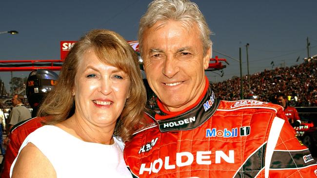 Bev Brock and her husband Peter during his last V8 Supercar race in Bathurst. Picture: AFP