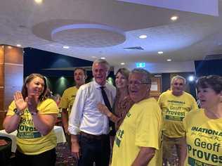 WELL DONE: Member for Tweed Geoff Provest and his partner Kirstin Alexander celebrating him retaining the seat for the National Party. Picture: SUPPLIED