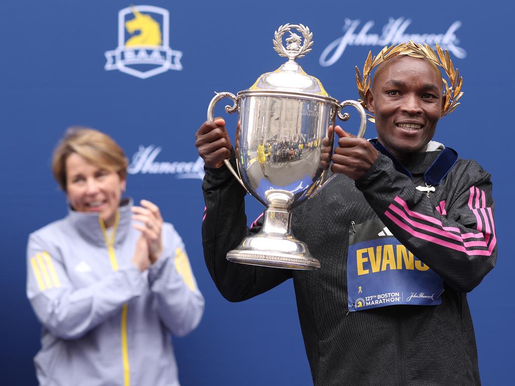 Eliud Kipchoge finishes sixth in Boston Marathon as Evans Chebet wins ...