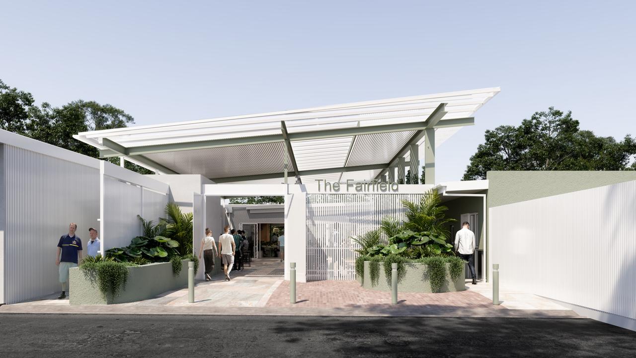 Render of The Fairfield's (formerly Oonoonba Hotel) new beer garden entry. Picture: DAH Architecture.