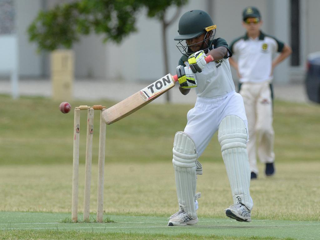 Ryan Weththasinghe batting during an Ipswich u12 representative trial at Jim Donald Oval on Sunday.