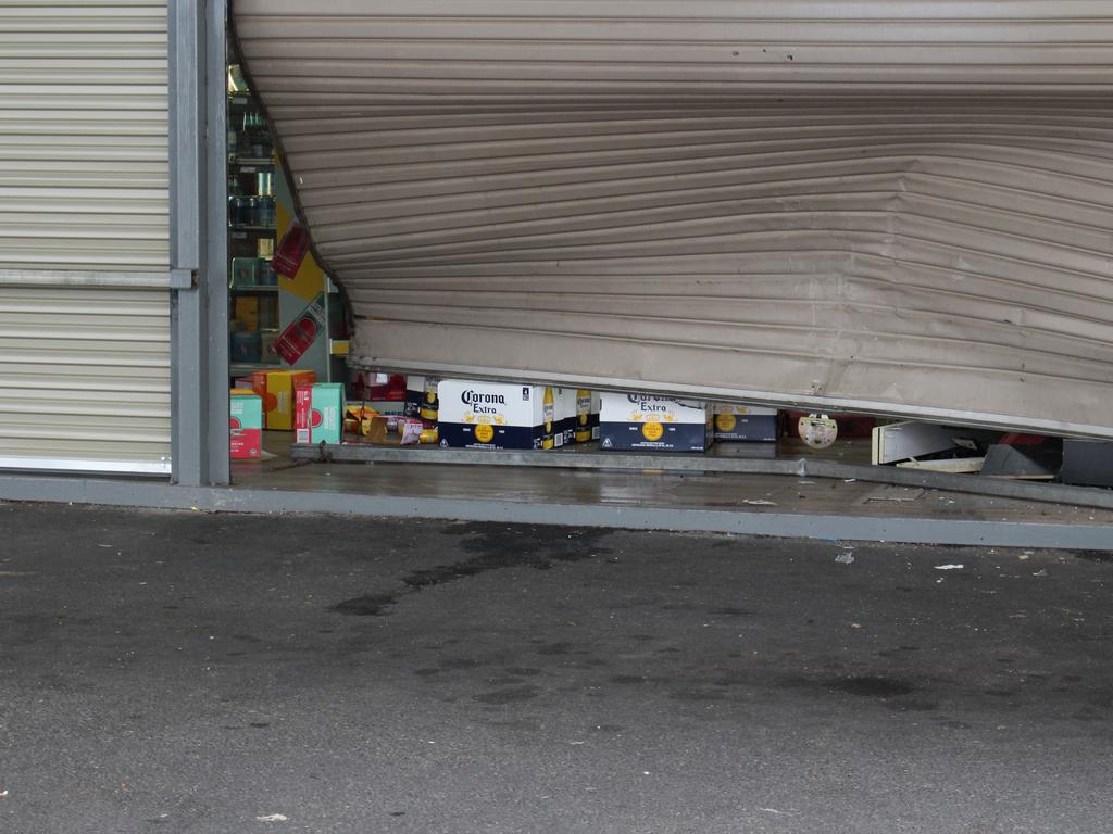 The aftermath of an alleged ram raid at the Todd Tavern in Alice Springs on October 3, 2022.