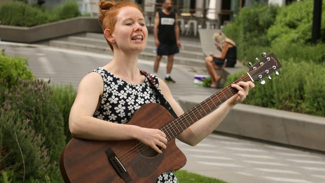 Eastland is allowing buskers play in Ringwood’s Town Square on weekends this Summer. Singer /guitarist Cassandra Stanford will be one of those strutting her stuff. Picture: George Salpigtidis