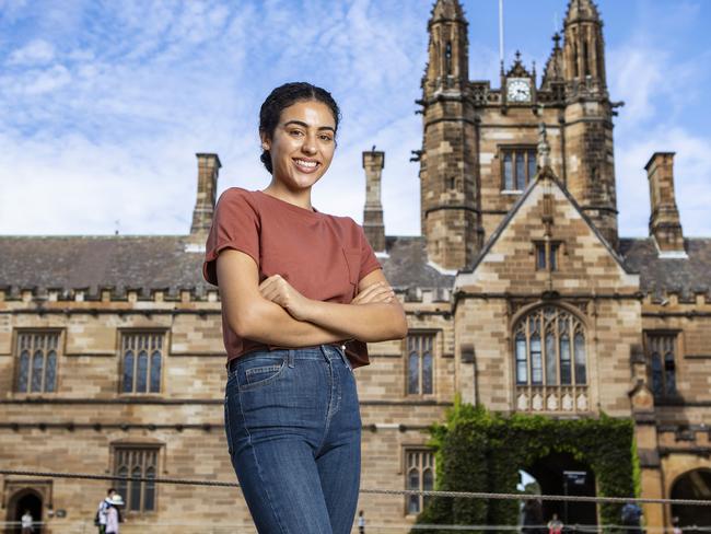 28/02/2019: Caitlin Abood was one of the highest achieving students in last year's HSC, receiving near-perfect scores in all her subjects, including the male-dominated economics, physics and advanced maths. She is now studying science and engineering at Sydney University. Hollie Adams/The Australian