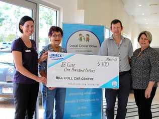 Bill Hull Car Centre donating one lot of $100 to SB Care.