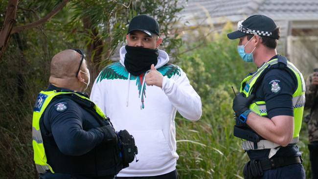 The majority of the protesters were wearing masks. Picture: Mark Stewart