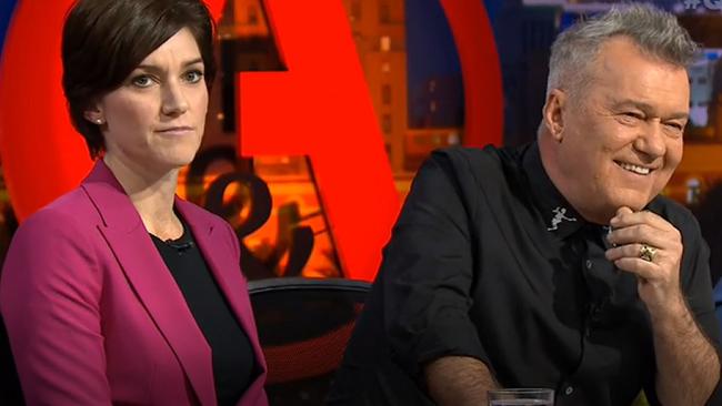 Nicolle Flint and Jimmy Barnes on Q&A. Picture: ABC