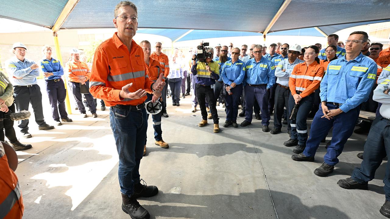 Rio Tinto chief Jakob Stausholm during a visit to the Boyne Aluminium smelter at Gladstone, last month. Picture: Lyndon Mechielsen