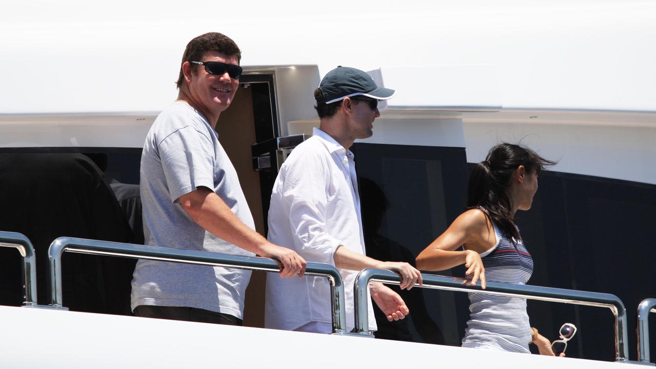 James Packer entertains friends on his new super yacht - Australia Day celebrations on Sydney Harbour in 2010.