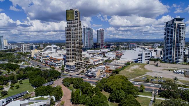 ### ON HOLD - SEE GCB FOR USE ###Drone footage of Gold Coast landmarks now empty due to Coronavirus (COVID-19). Southport. Picture:  Jerad Williams