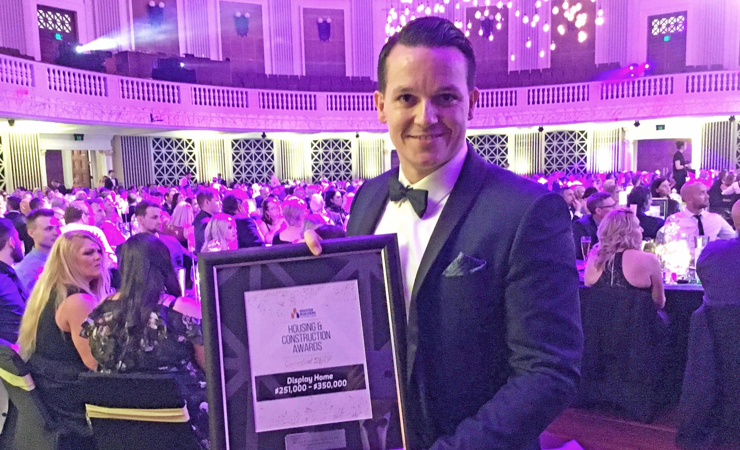 Gary Burkett of Plantation Homes at the 2017 Master Builders Queensland Housing and Construction Awards at Brisbane City Hall. Picture: Erle Levey