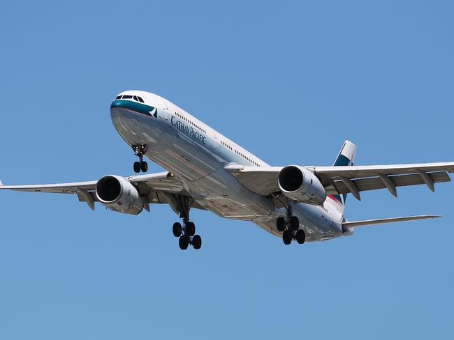 General, generic, stock photo of a Cathay Pacific passenger jet airplane coming in to land at the Cairns Airport, bringing international tourists into the Far North Queensland region. PICTURE: BRENDAN RADKE