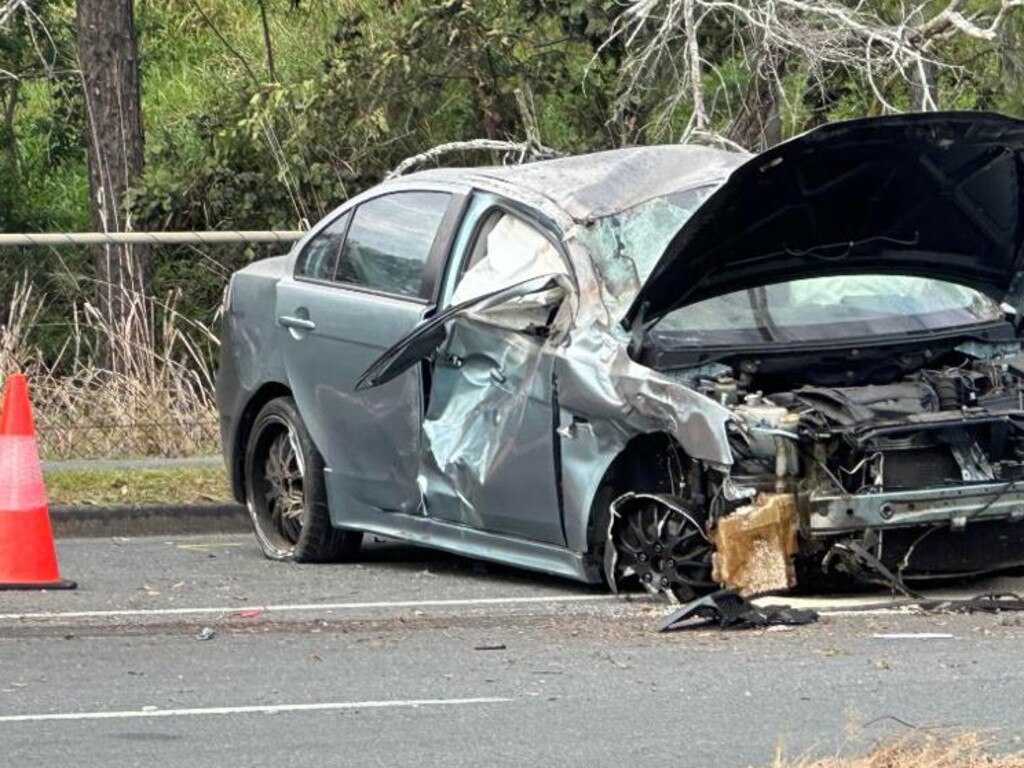 The car involved in a serious crash on Kessels Rd at Coopers Plains last week. Picture: Samantha Scott