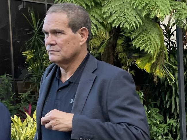 Two time Olympic basketballer Daniel Frank Morseu leaves Cairns District Court on May 13, having pleaded not guilty to three charges arising from an alleged incident on Thursday Island in June 2022. Picture: Supplied