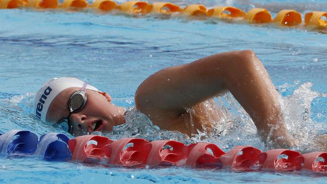 Inez Miller from WA at a swim camp earlier this year. Picture: Tertius Pickard