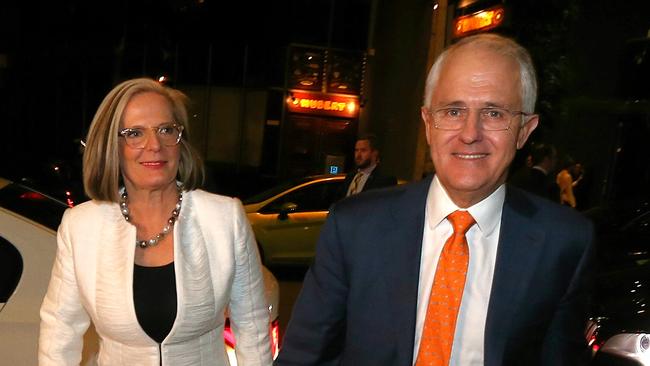 Malcolm Turnbull arrives at the election party at the Sofitel in Sydney. Picture: Dylan Robinson