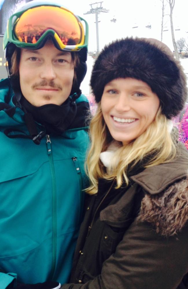 An exclusive photo of Alex Chumpy Pullin and his girlfriend Ellidy Vlug in Sochi, 17 Feb 2014.