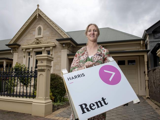 ADELAIDE, AUSTRALIA - NewsWire Photos October 13, 2022: Latest data shows rents are up in more than 300 SA subrubs. Norwood is among the suburbs where rents have gone up by more than 9 per cent. Photo of Melanie Williams of Harris Property Management outside a house in Elizabeth Street, Norwood which she is leasing. Picture: NCA NewsWire / Naomi Jellicoe