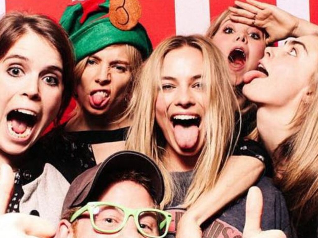 Prince Harry parties with his cousin Eugenie and Margot Robbie. Picture: Instagram