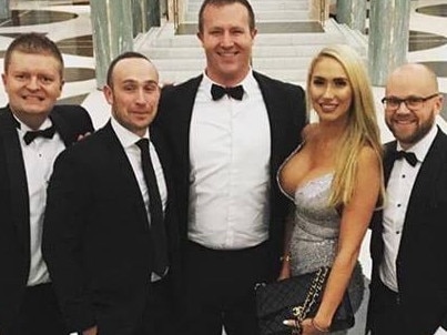 12-09-18 - Federal Parliamentary Press Gallery Mid Winter Ball 2018. John-Paul Langbroek inappropriate instagram commentL-R two unknown people with Alistair Mitchell, Brooke Vitnell-Leembruggen and Julian Leembruggen.