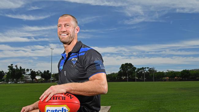 Former Crow Scott Thompson faces a battle to coach his Unley Mercedes side out of relegation in 2022. Picture: Tom Huntley