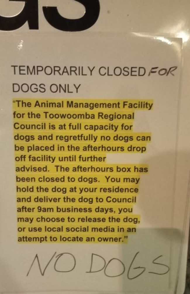 Toowoomba residents were sent away from the pound this weekend with any stray or roaming dogs after it closed its doors to dogs to prevent 'overcrowding'. Picture: Supplied